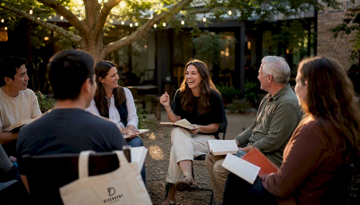 Intentional community church group meeting