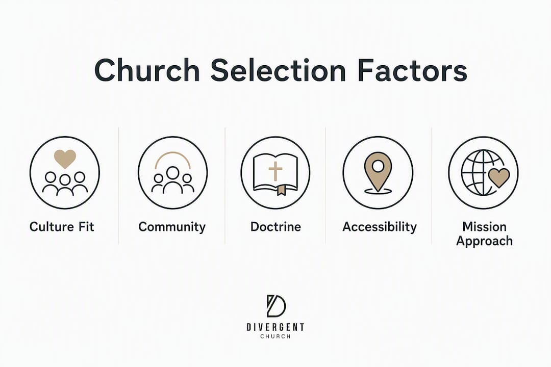 Infographic showing church selection factors hierarchy