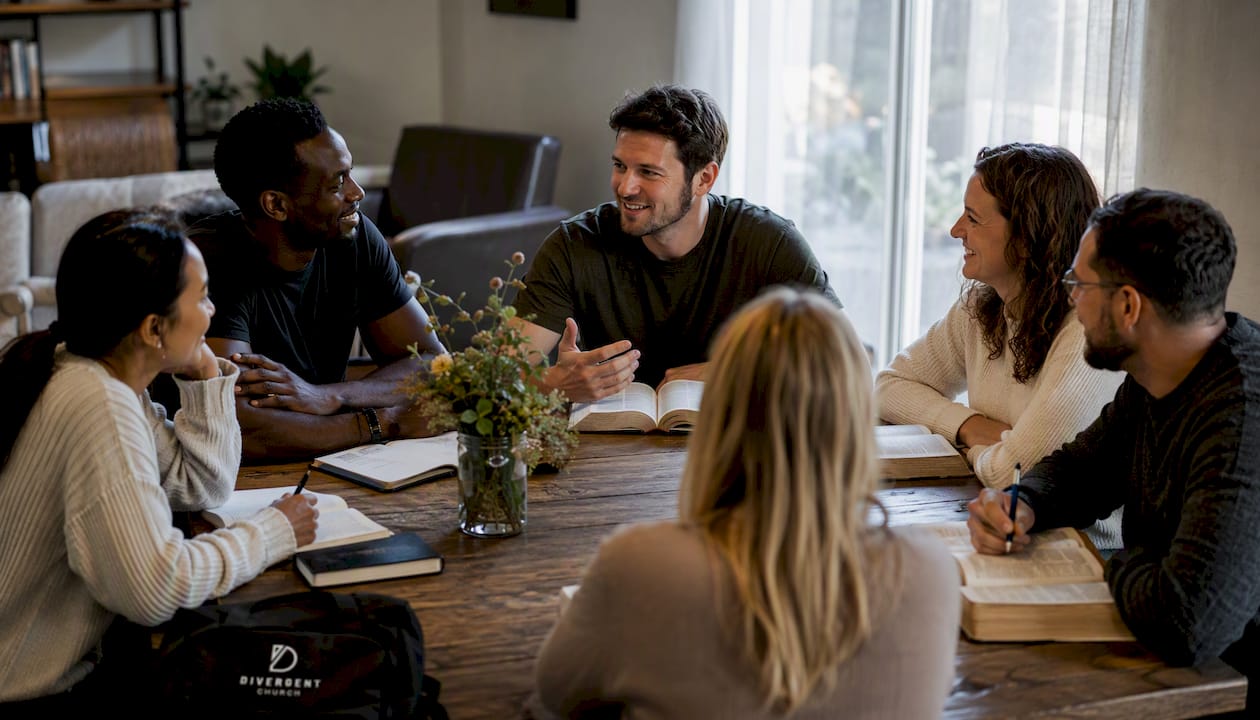 Diverse church small group in meeting