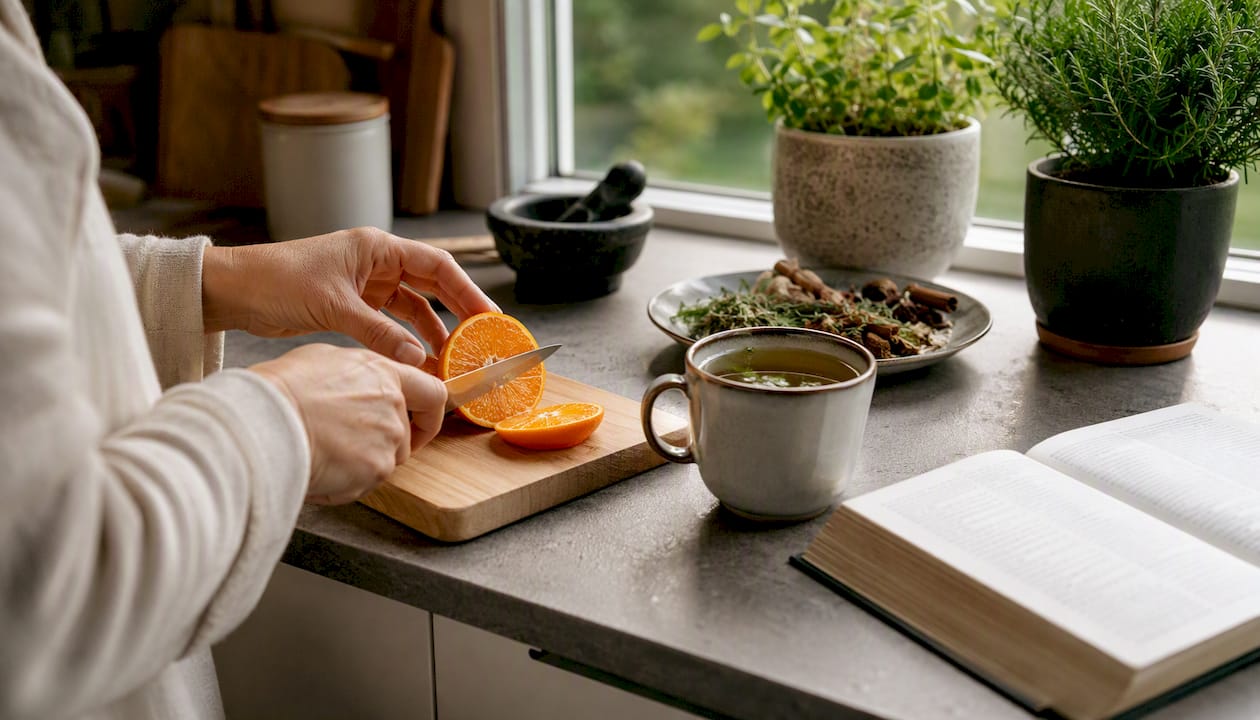 Preparing simple meal for fasting and prayer