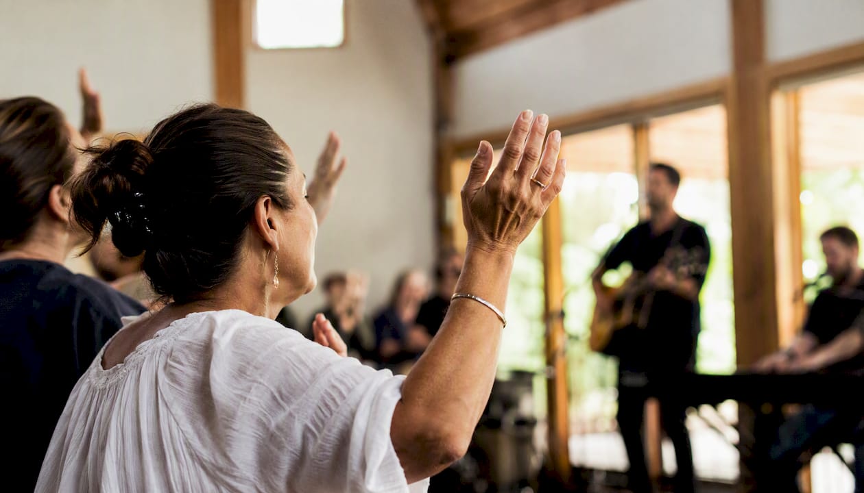 Raised hands in energetic charismatic worship