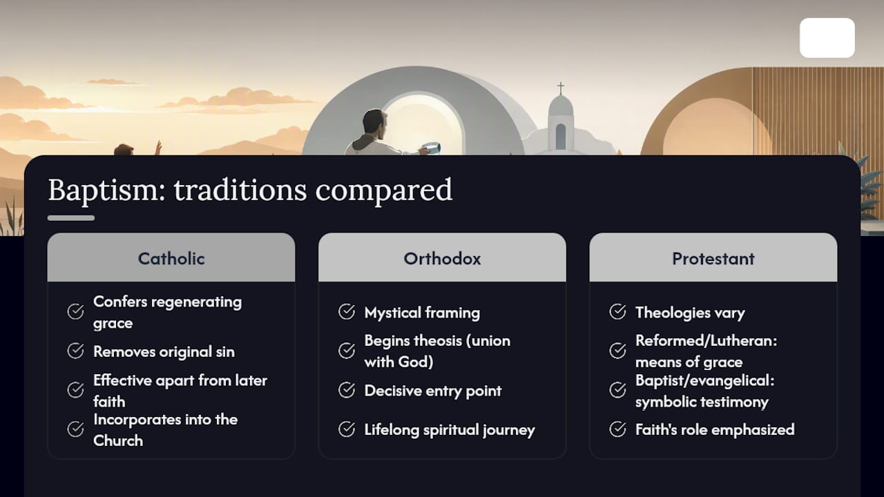 Diagram comparing baptism theology across traditions
