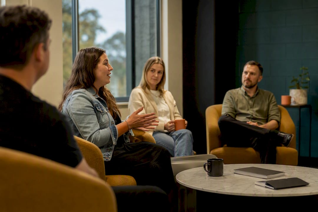 Small group leader teaching in church community