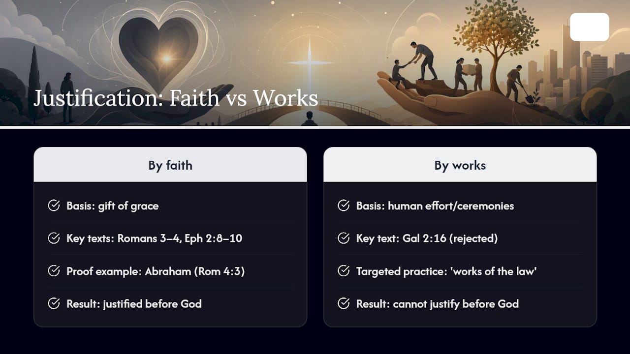 Paul's case: justified by faith, not by works of the law — overview diagram