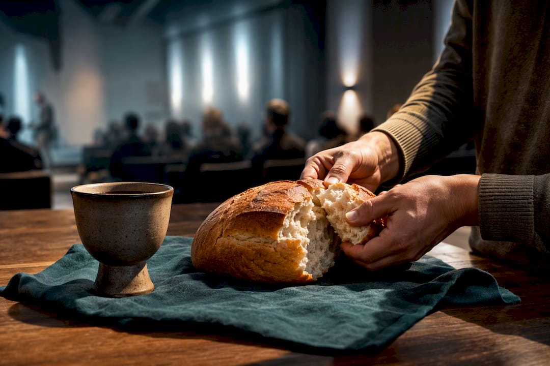 Bread and cup prepared for communion