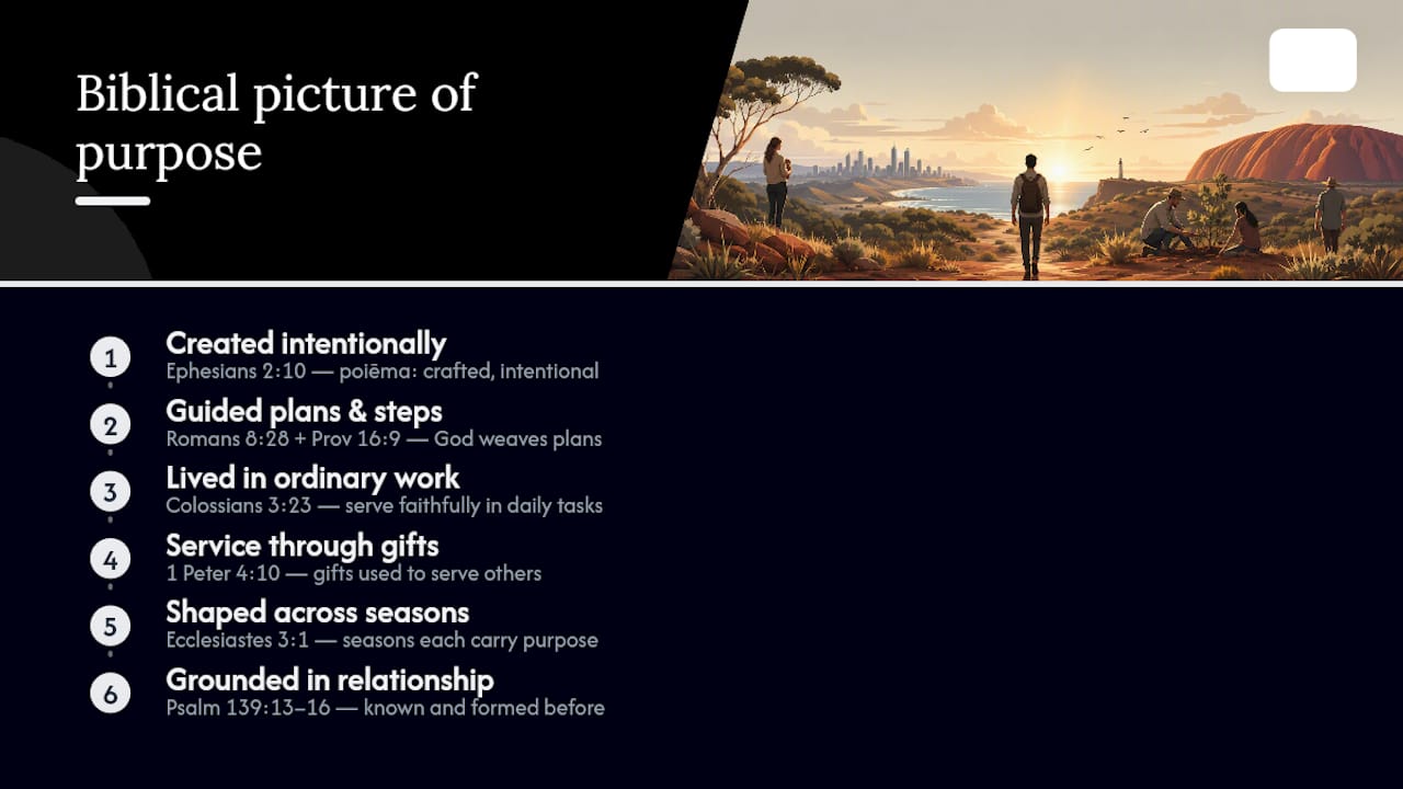 Five-part biblical framework for purpose