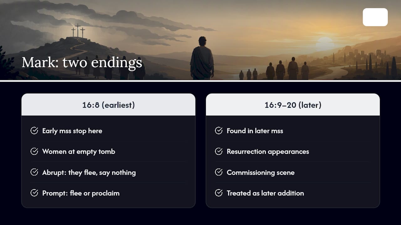Comparison of Mark’s earliest and later endings