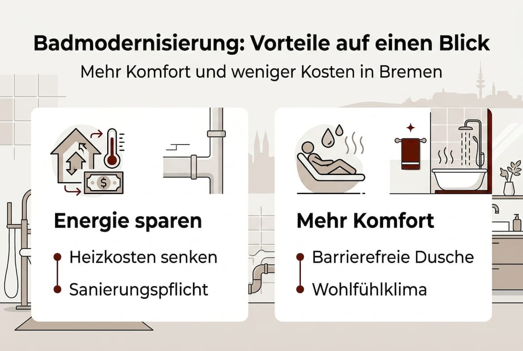 Infografik: Die wichtigsten Vorteile einer Badrenovierung in Bremen auf einen Blick