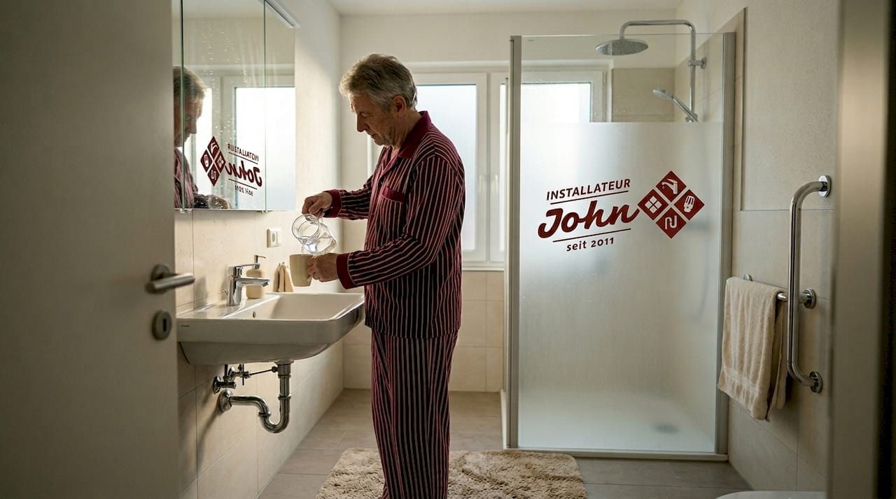 Eine Seniorin genießt den Komfort eines modernen, barrierefreien Badezimmers.