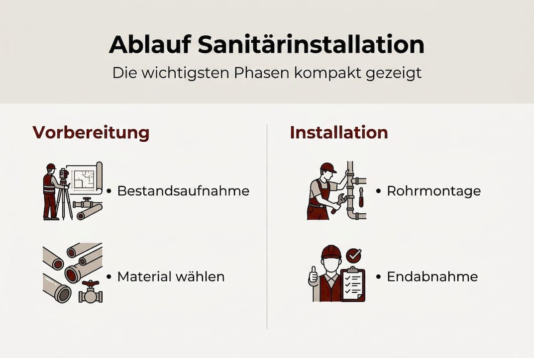 Schritt-für-Schritt-Infografik: So gelingt die Sanitärinstallation