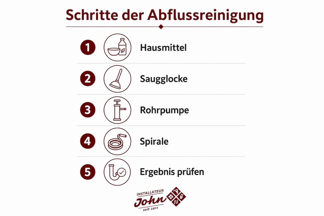 Schritt-für-Schritt-Anleitung: So reinigen Sie Ihren Abfluss – als übersichtliche Infografik