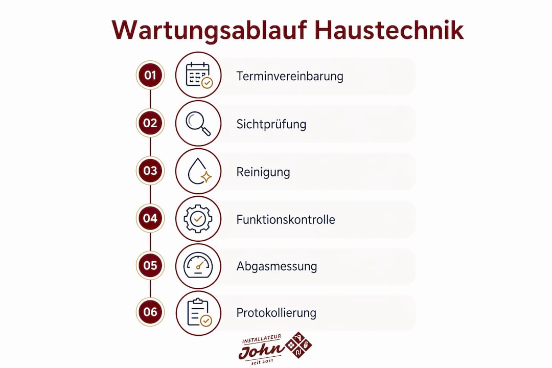 Übersichtliche Infografik: So gehen Sie Schritt für Schritt bei der Wartung Ihrer Haustechnik vor