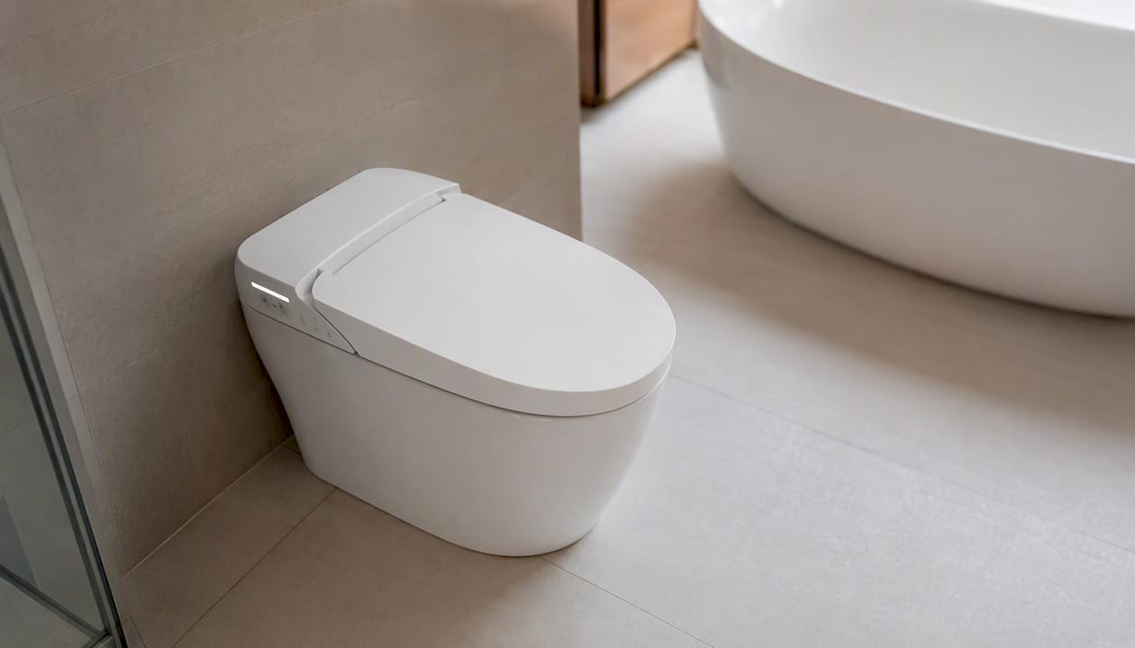 Voll ausgestattetes Dusch-WC im Badezimmer