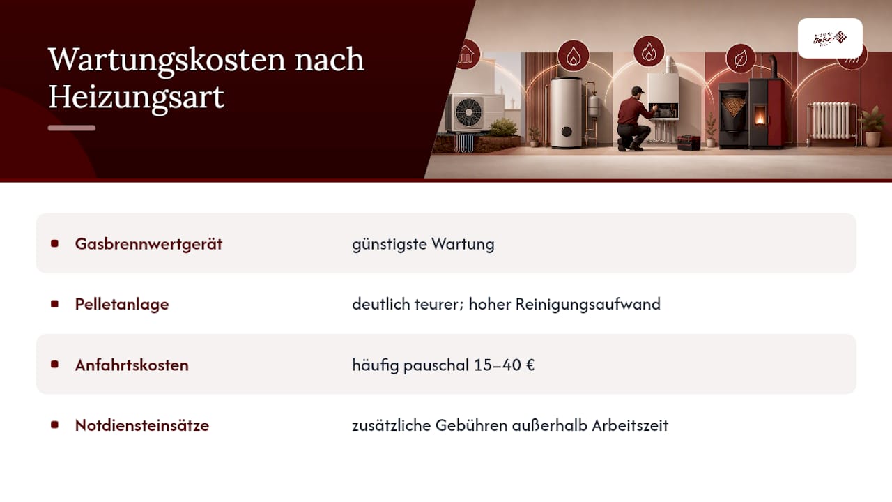 Vergleich der Wartungskosten verschiedener Heizungsarten – übersichtliche Darstellung