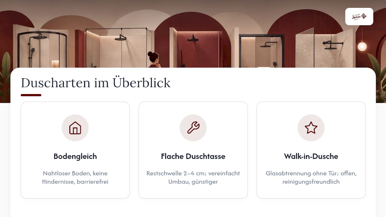 Übersicht der verschiedenen Duschtypen und ihrer technischen Anforderungen