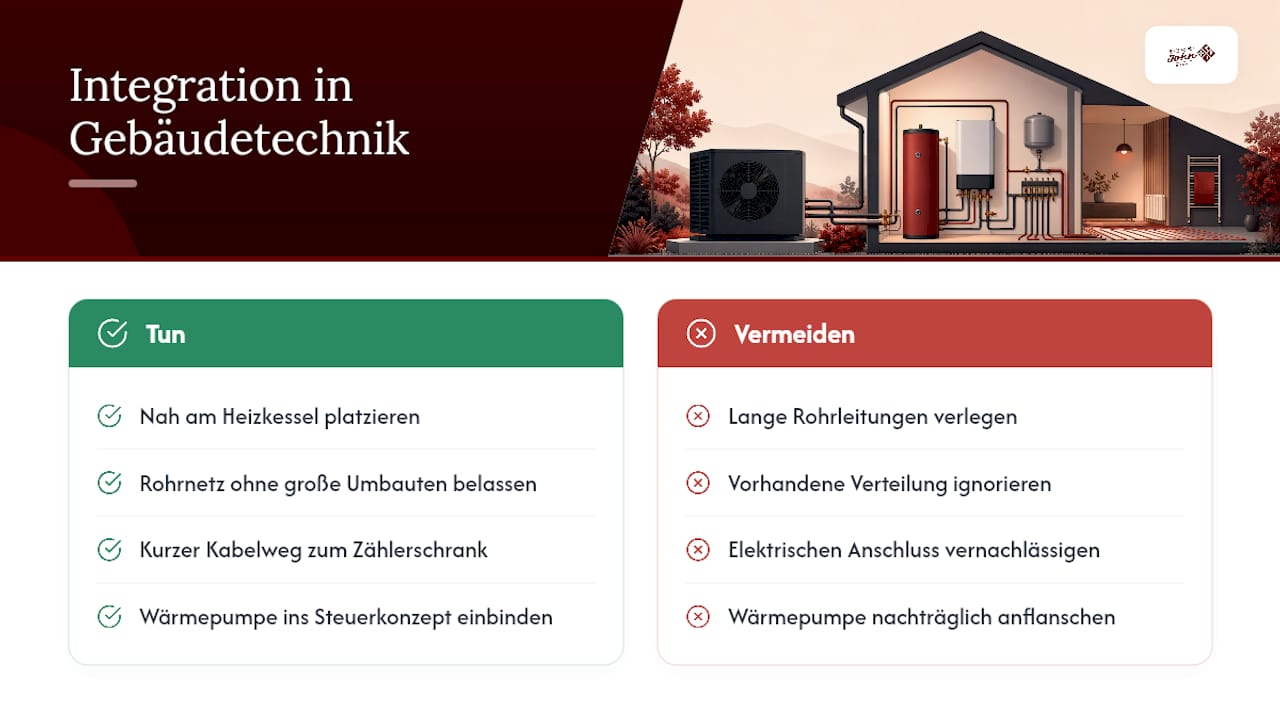 Wie integrieren Sie die Wärmepumpe in die bestehende Gebäudetechnik? — overview diagram
