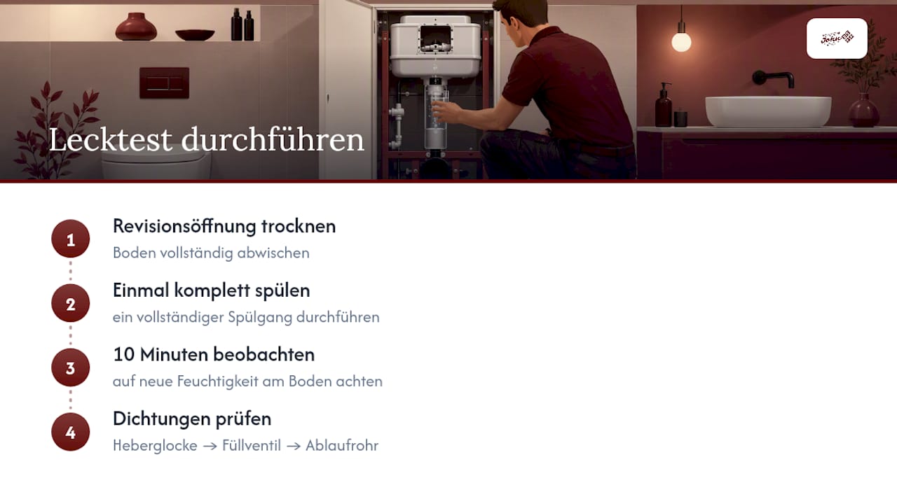 Ablauf zur Dichtigkeitsprüfung des Spülkastens