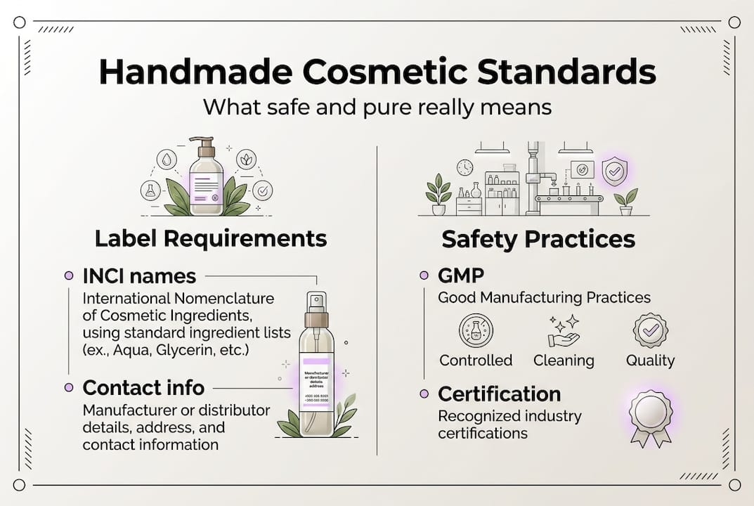 Infographic shows handmade cosmetic standards basics