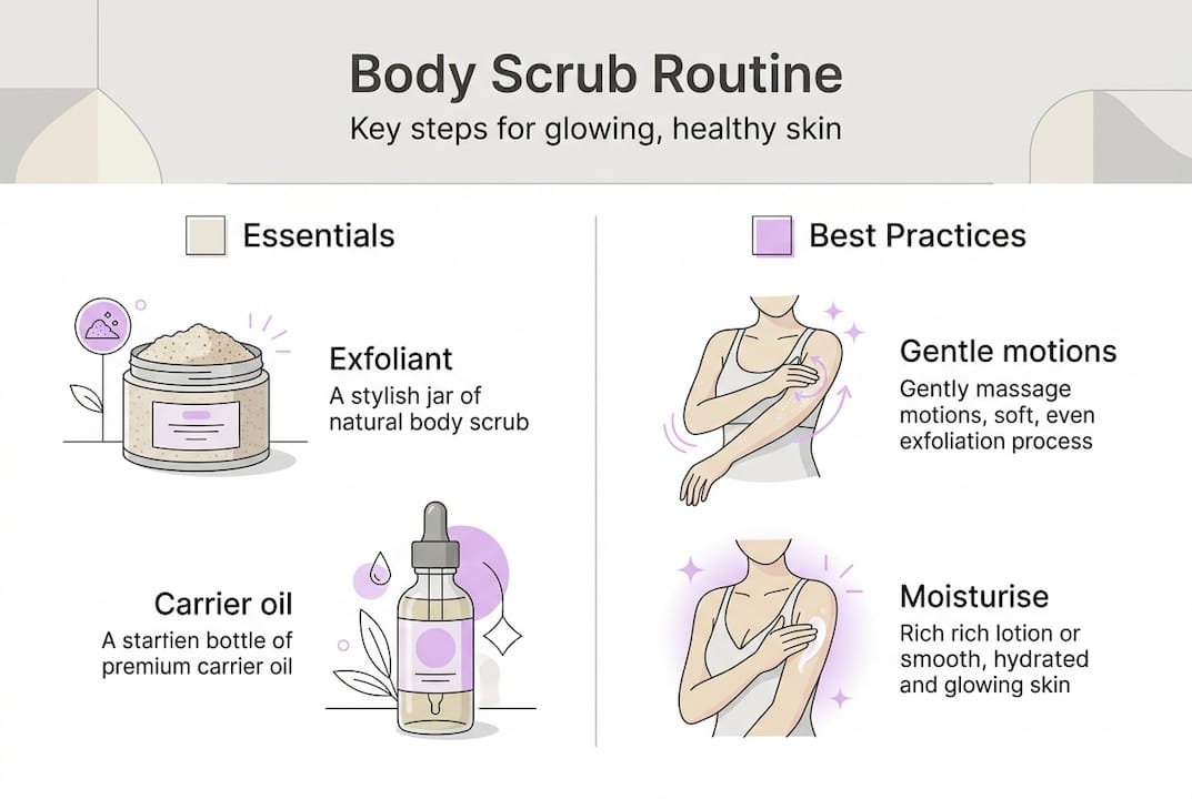 Infographic of essential steps in a body scrub routine