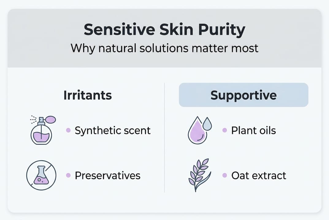 Infographic sensitive skin: natural vs synthetic