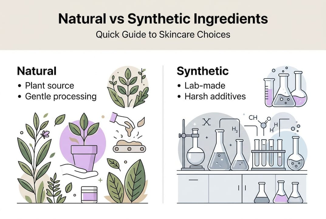 Infographic comparing natural and synthetic ingredients