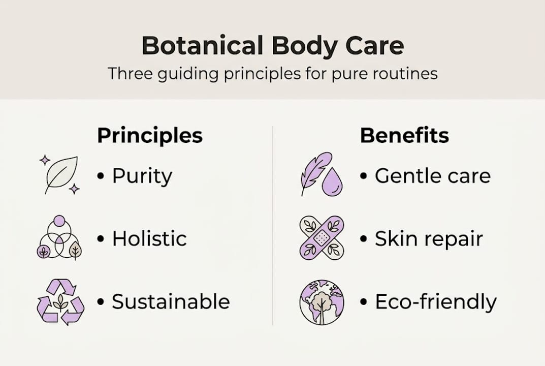 Infographic with principles and benefits of botanical care