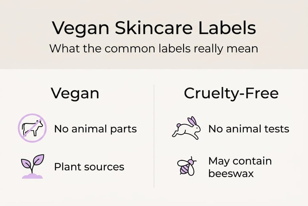 Infographic comparing vegan and cruelty-free skincare