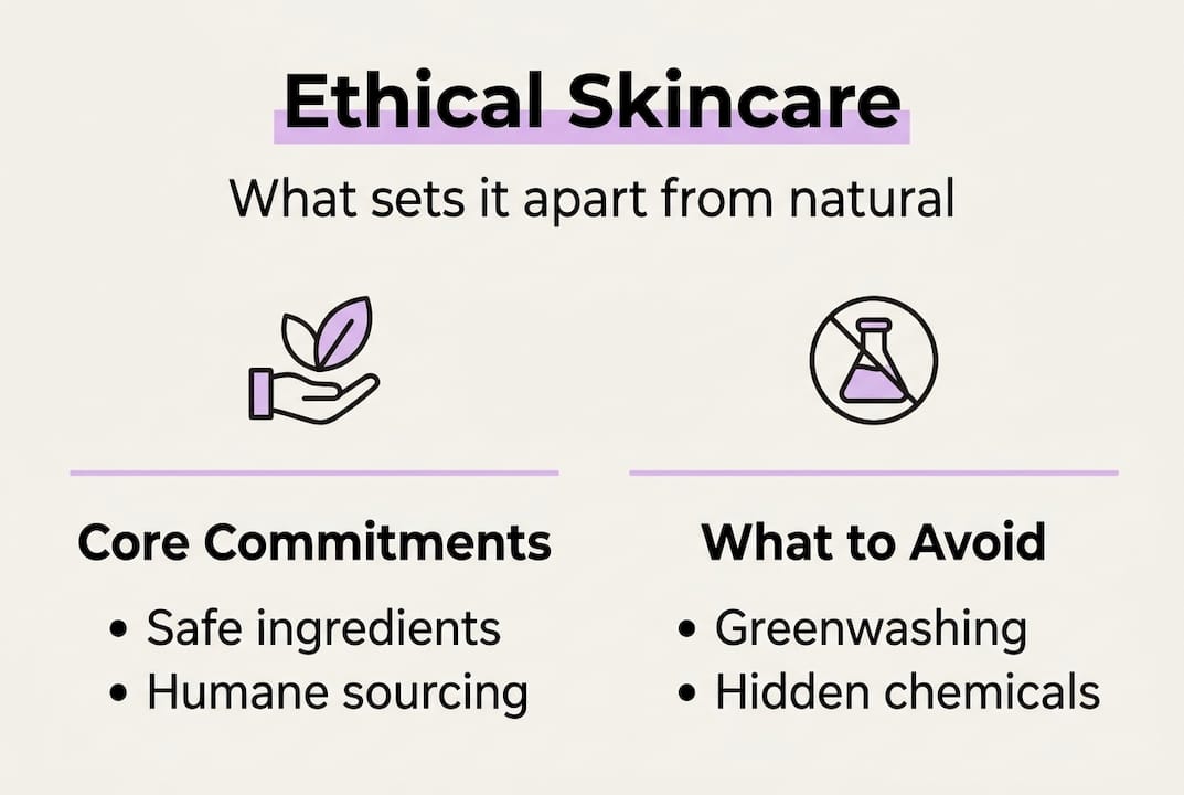 Infographic outlining ethical skincare basics