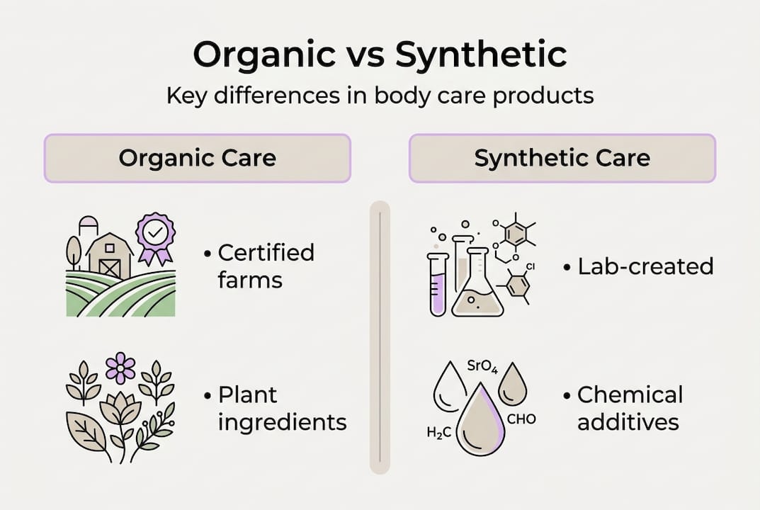Infographic comparing organic and synthetic body care