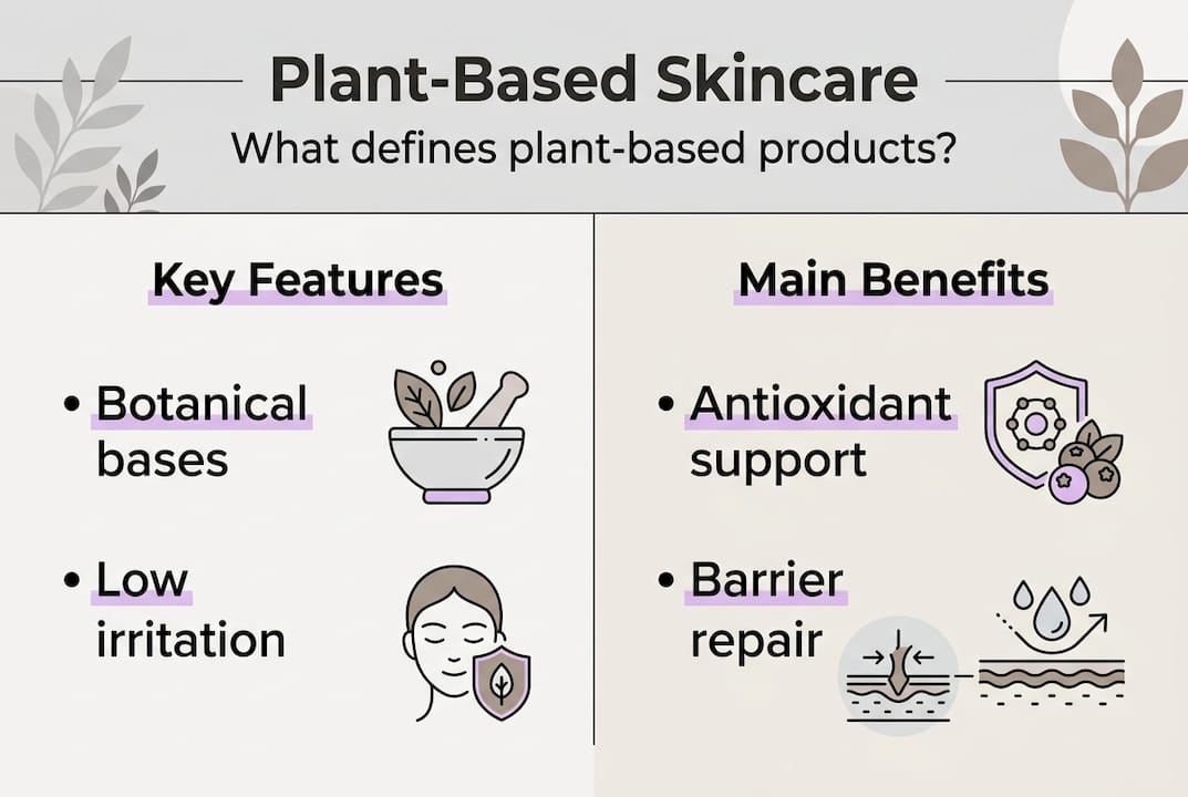 Infographic on plant-based skincare basics and benefits
