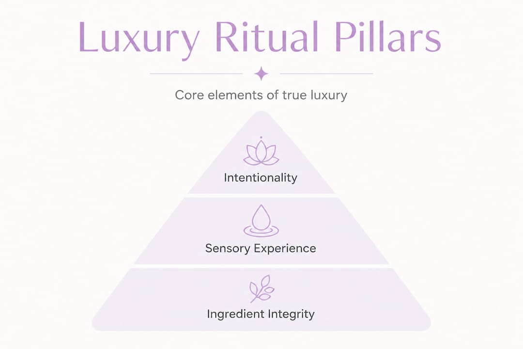 Infographic showing three pillars of luxury skincare ritual