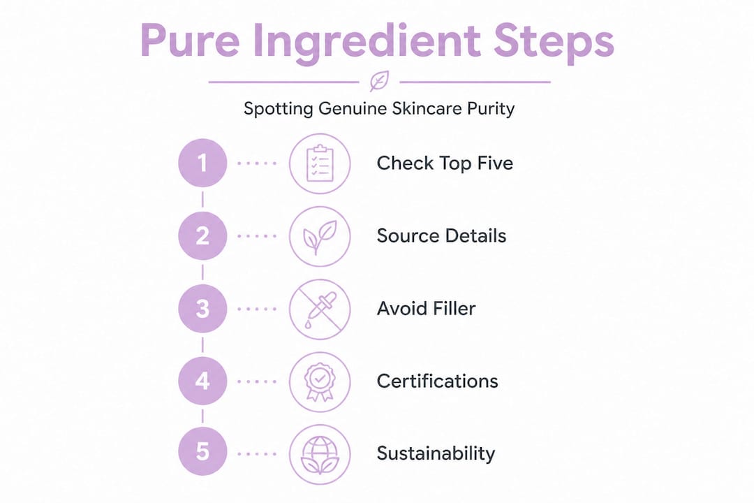 Infographic showing steps for pure skincare ingredients