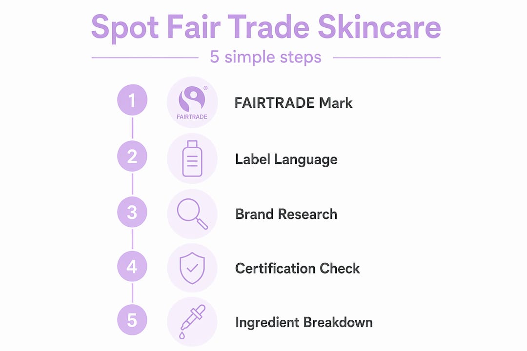 Five-step infographic for identifying fair trade skincare