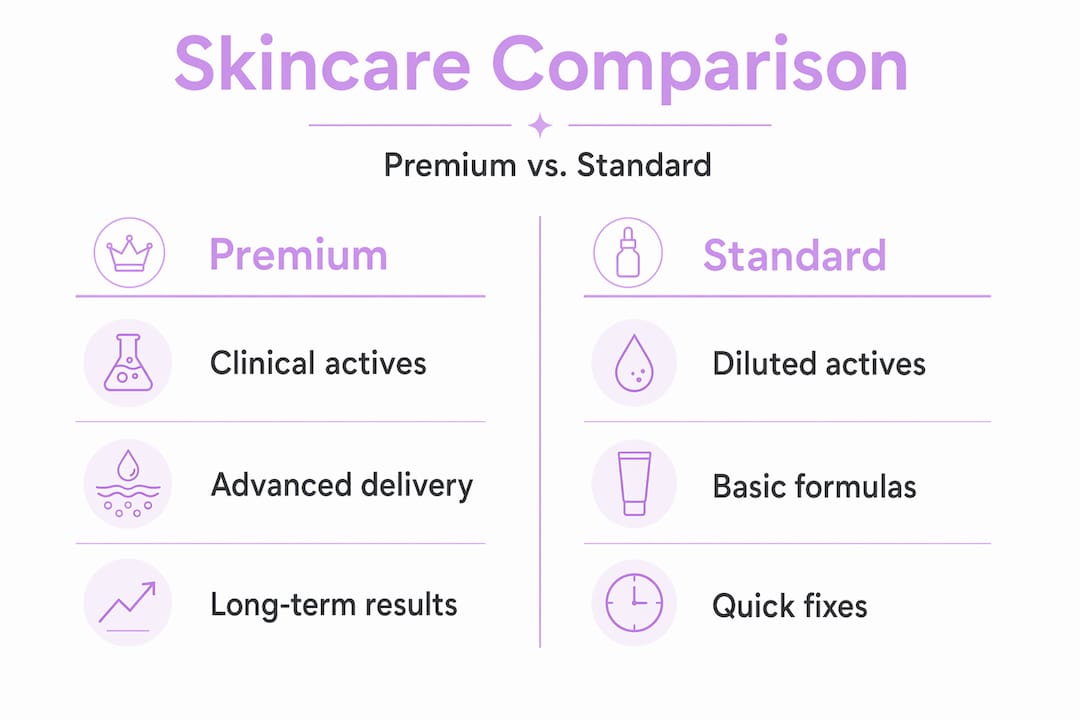 Infographic compares premium and standard skincare