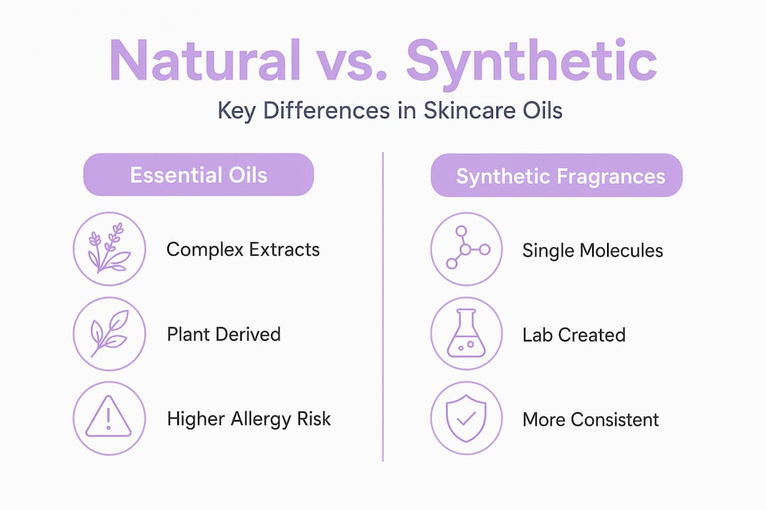 Infographic comparing essential oils and synthetic fragrances