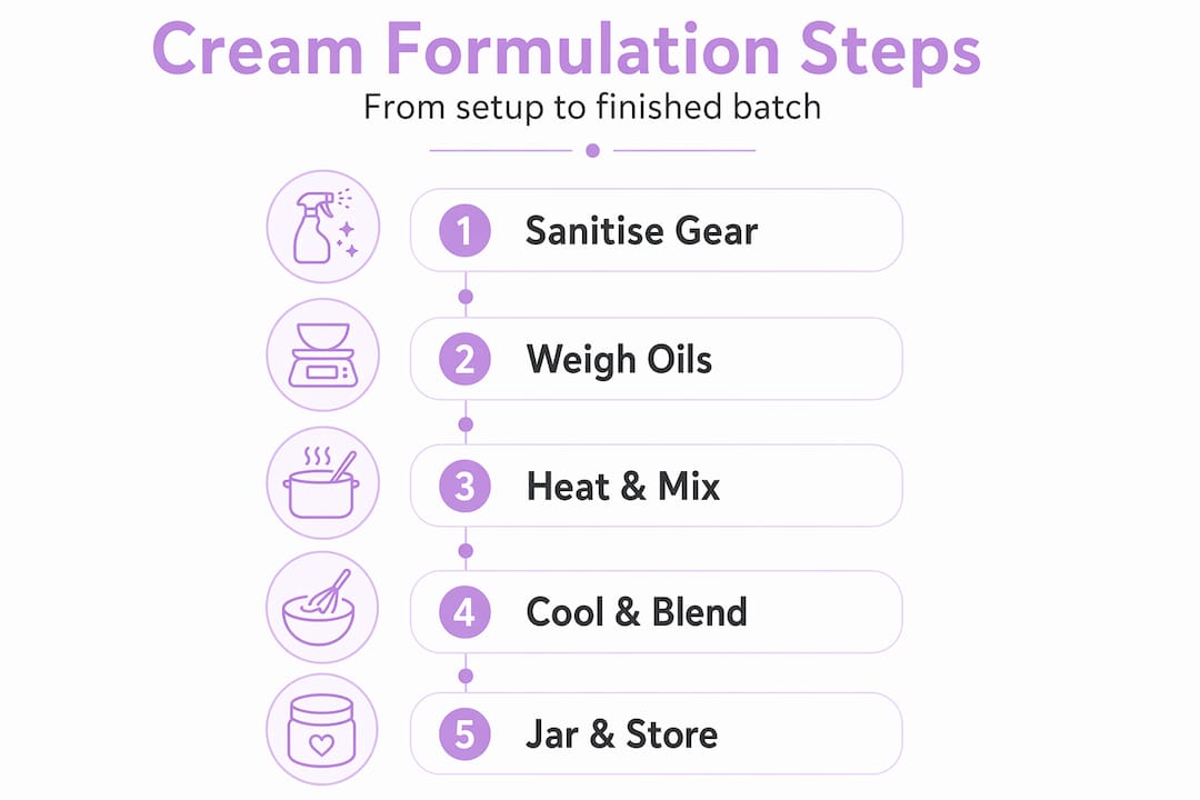 Step-by-step natural cream making infographic