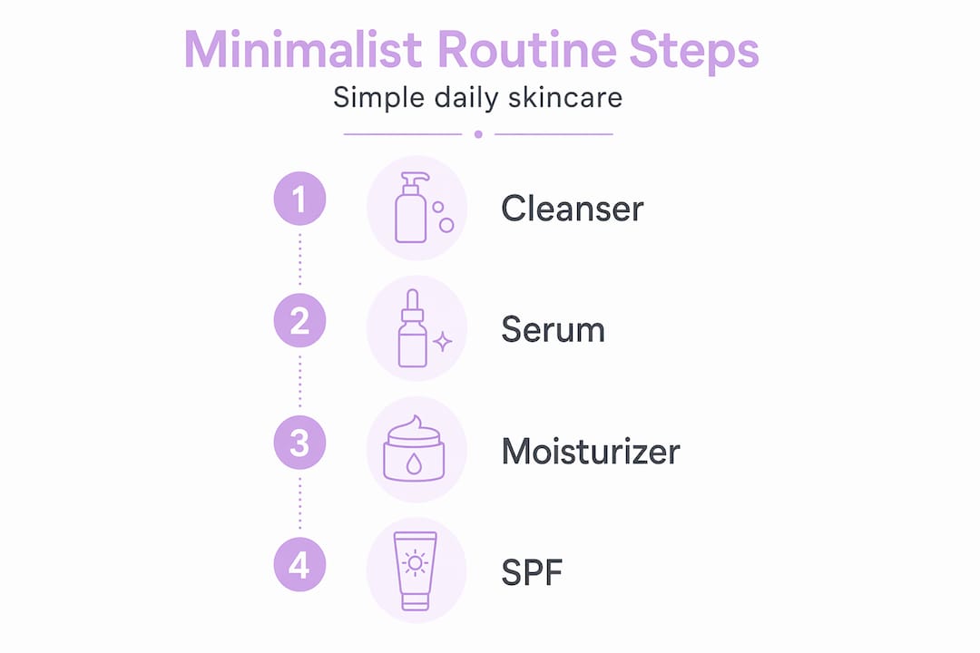 Infographic showing four minimalist skincare steps