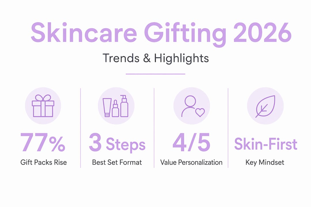 Infographic showing skincare gifting stats and trends for 2026
