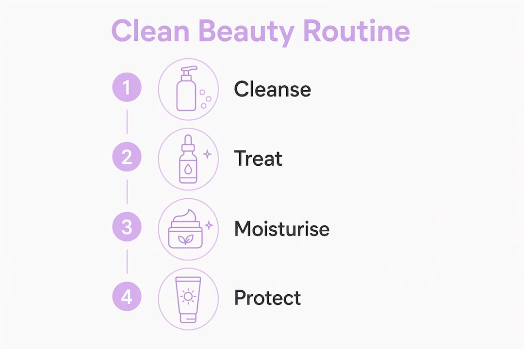 Infographic of clean beauty routine steps