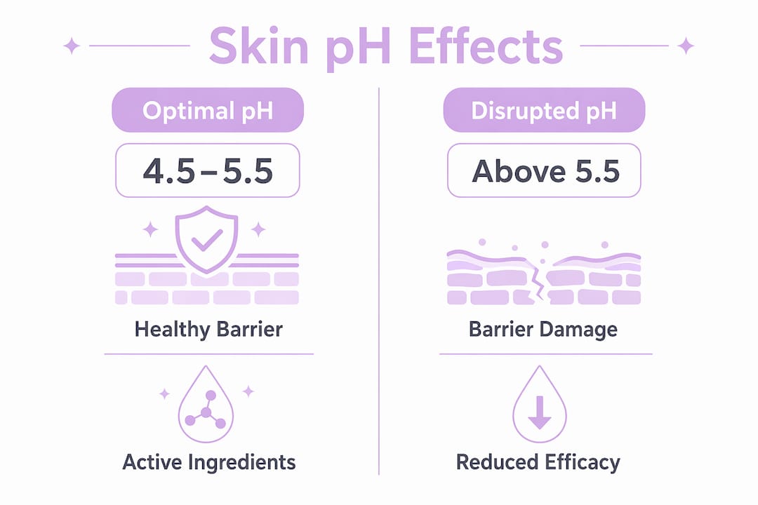 Infographic depicting effects of skin pH balance