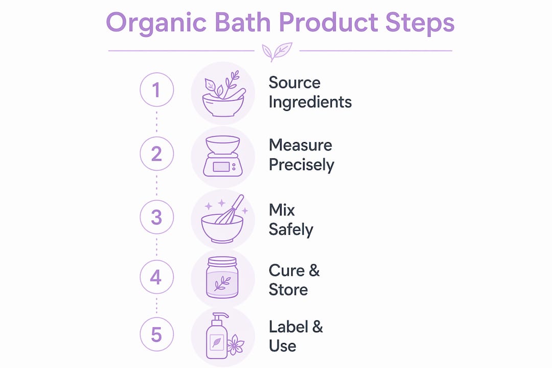 Infographic outlining steps to make organic bath products
