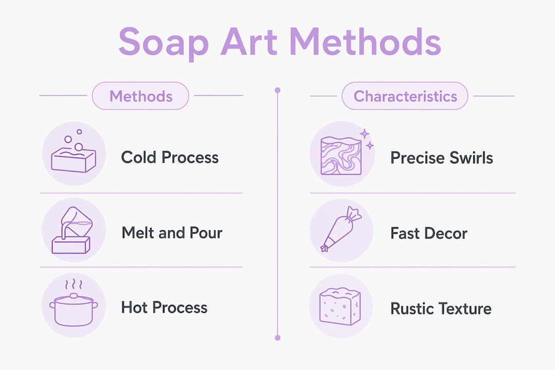 Comparative infographic of soap making artistic methods
