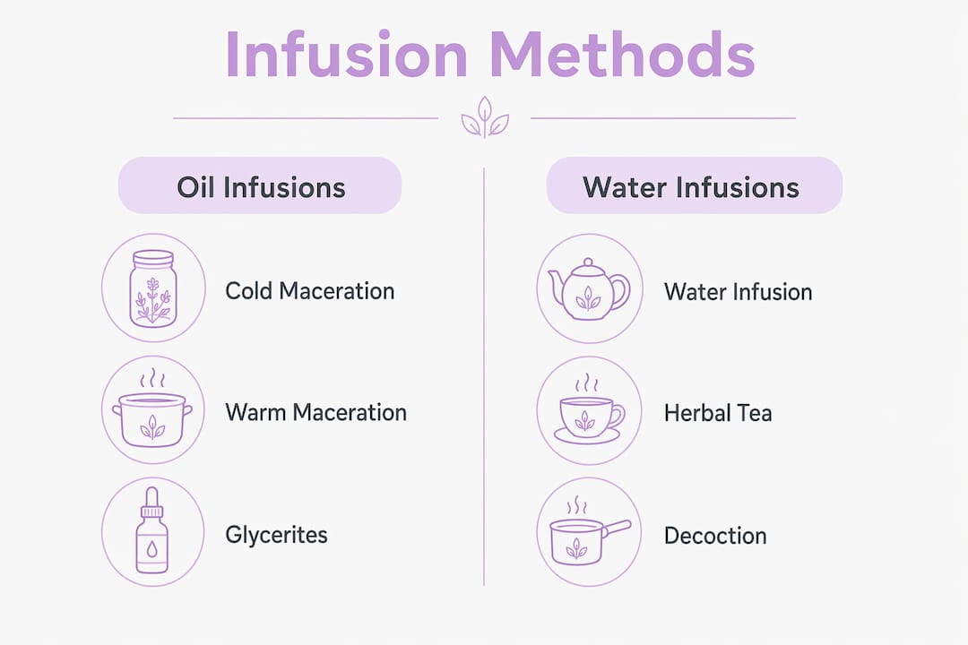 Infographic comparing oil and water infusion methods