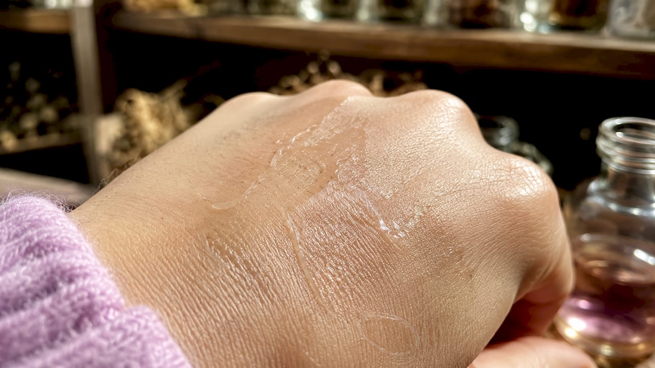 Close-up of skin acid mantle layer