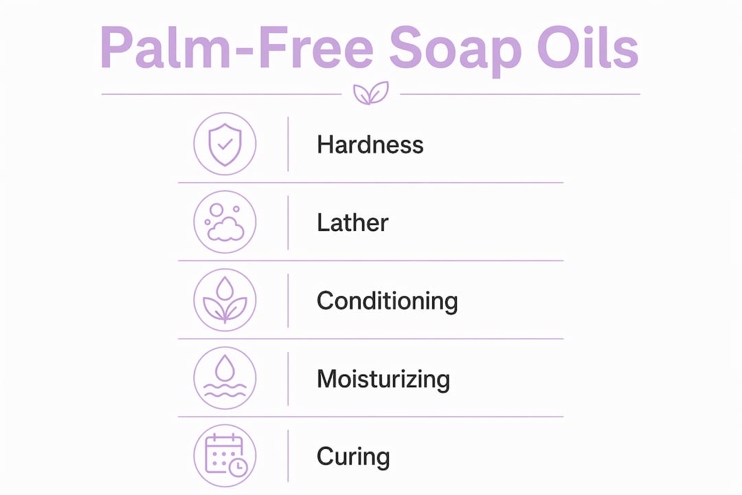 Infographic showing key functions of oils in palm oil free soap