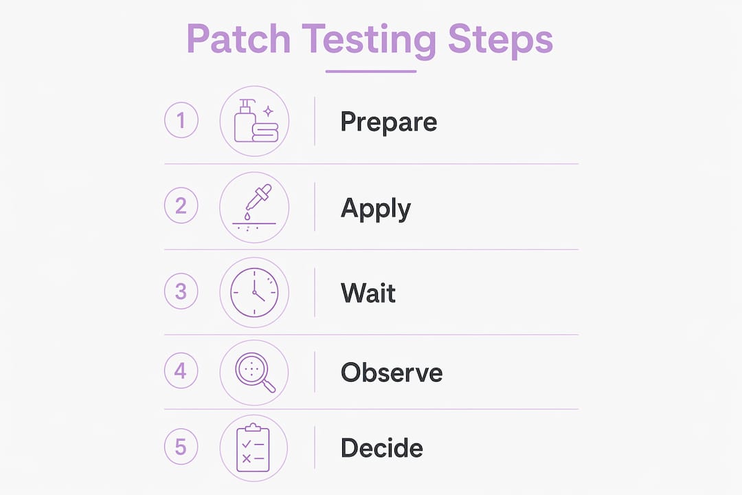 Infographic showing patch testing steps for face masks