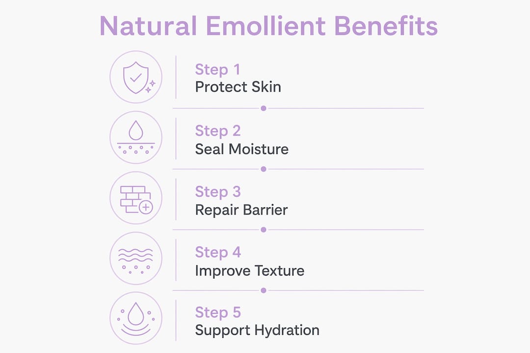 Infographic outlining benefits of natural emollients