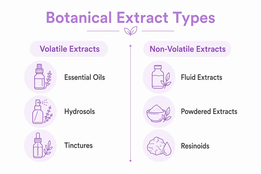 Infographic showing botanical extract types