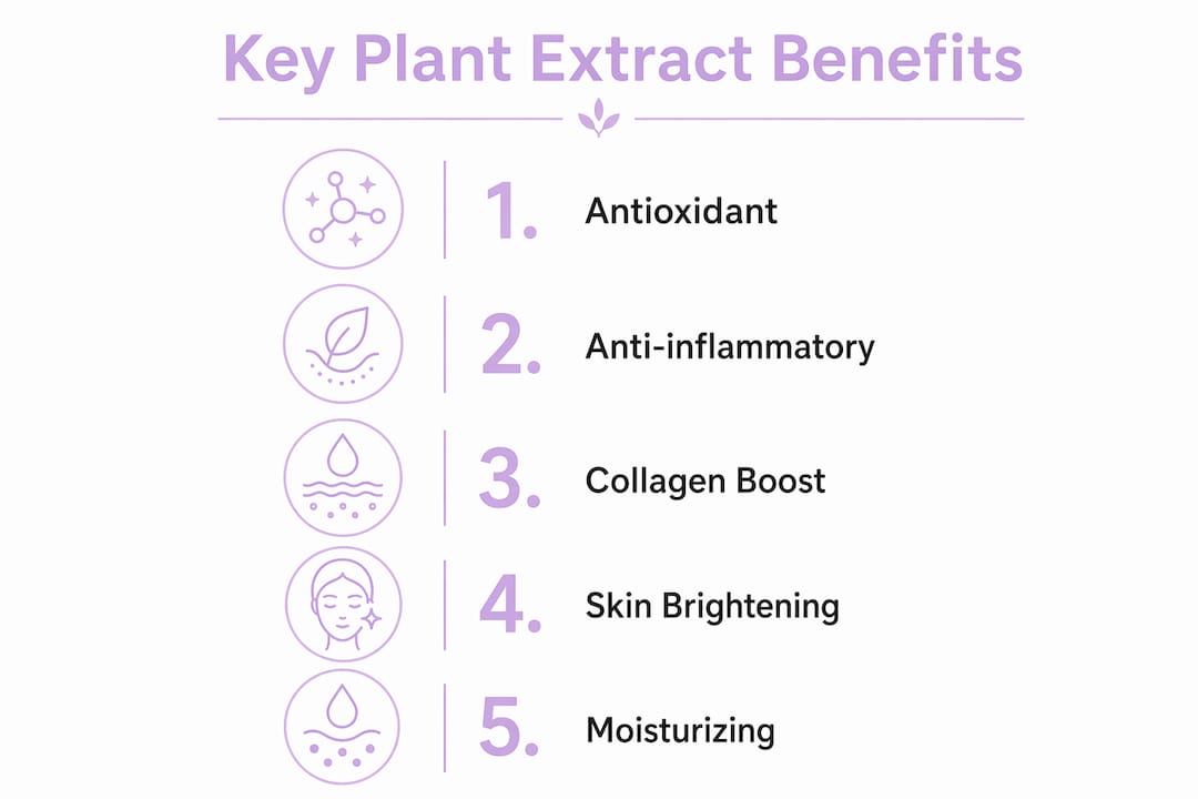 Infographic highlighting main benefits of plant extracts