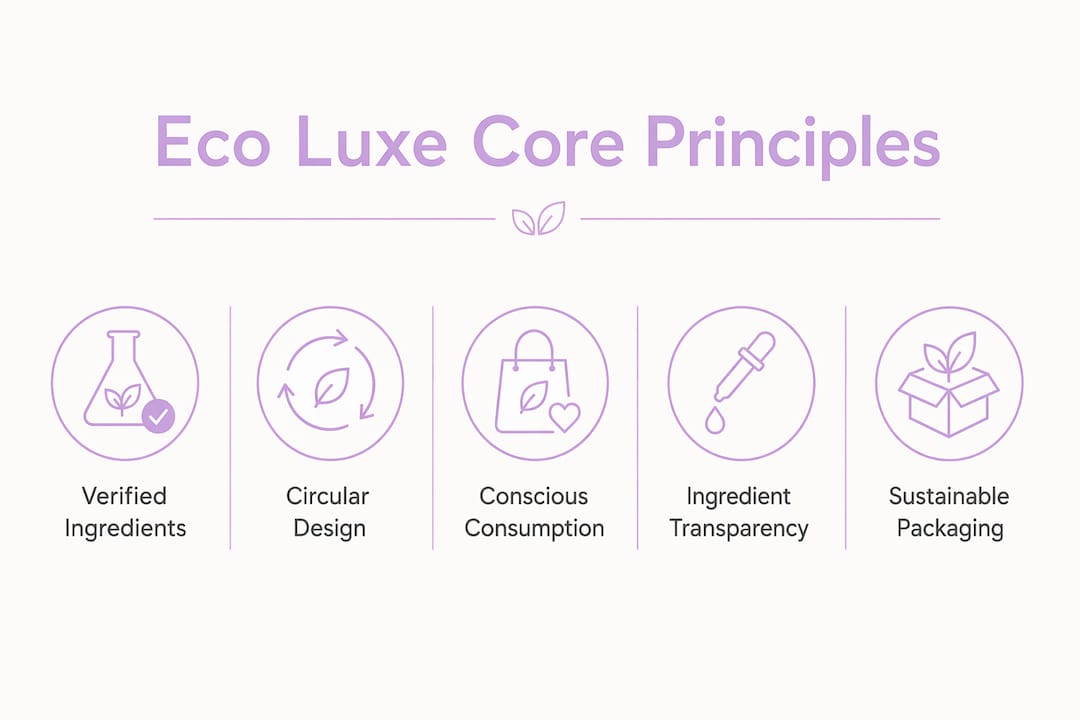 Infographic showing core principles of eco luxe self care